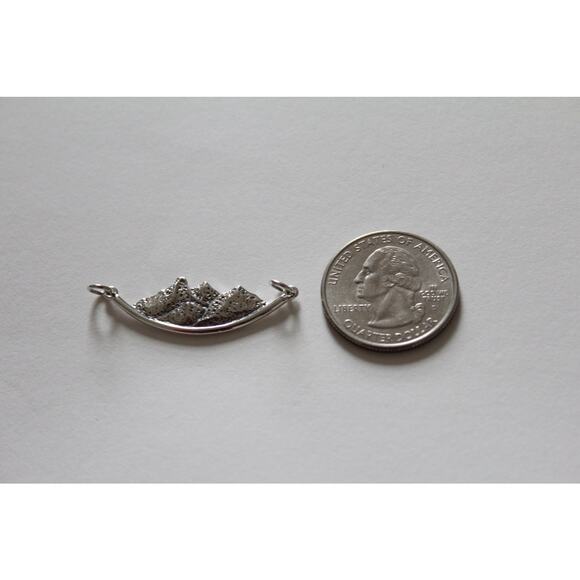 Sterling Silver Mountain Pendant, Mountain Scene Pendant Charm, Mountain Charm - Picture 5 of 6